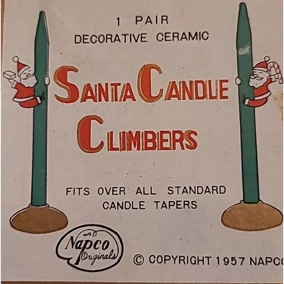 RARE! Vintage 1957’s NAPCO Japan Kitsch Santa’s candle climber  figurines! - Picture 9 of 16